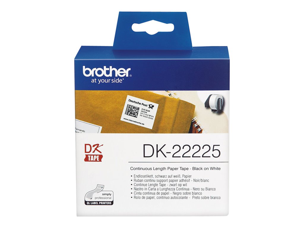 Brother DK-22225 - Papier - Schwarz auf Weiß - Rolle (3,8 cm x 30,5 m) 1 Rolle(n) Endlosetiketten - für Brother QL-1050N, QL-500A, QL-500BS, QL-500BW, QL-550, QL-560, QL-560VP, QL-570